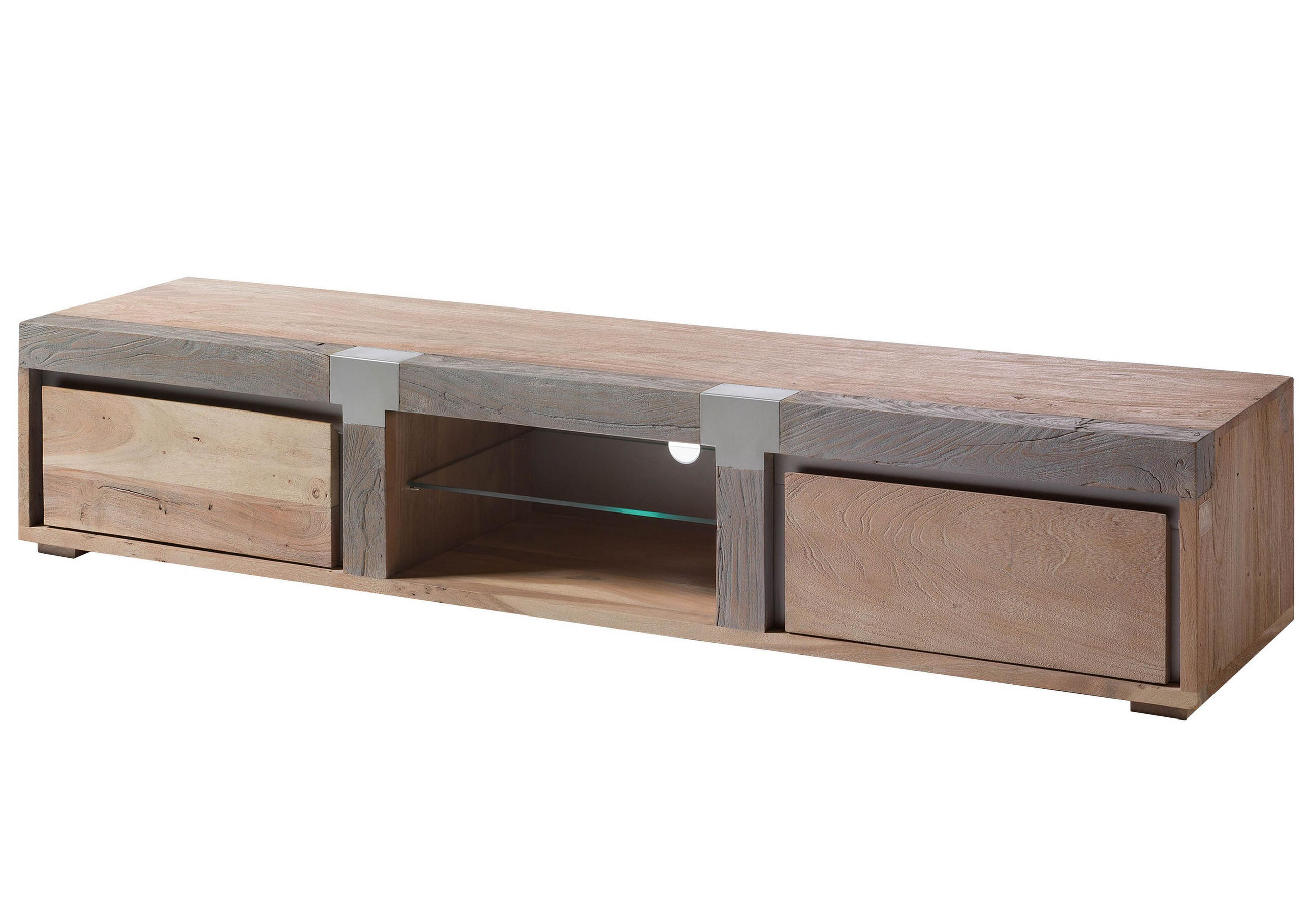 TV-BOARD Akazie 205x48x39 beige lackiert Amsterdam #102 - Beige, Holz (205/39/48cm) - Massivmoebel24