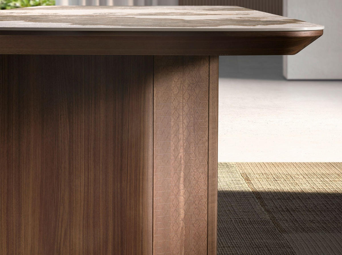 ESSTISCH Esstisch Rechteckig porzellanmarmor aus Walnuss 200/90/77 cm - Walnussfarben/Weiß, Stein (90/200/77cm) - ANGEL CERDA