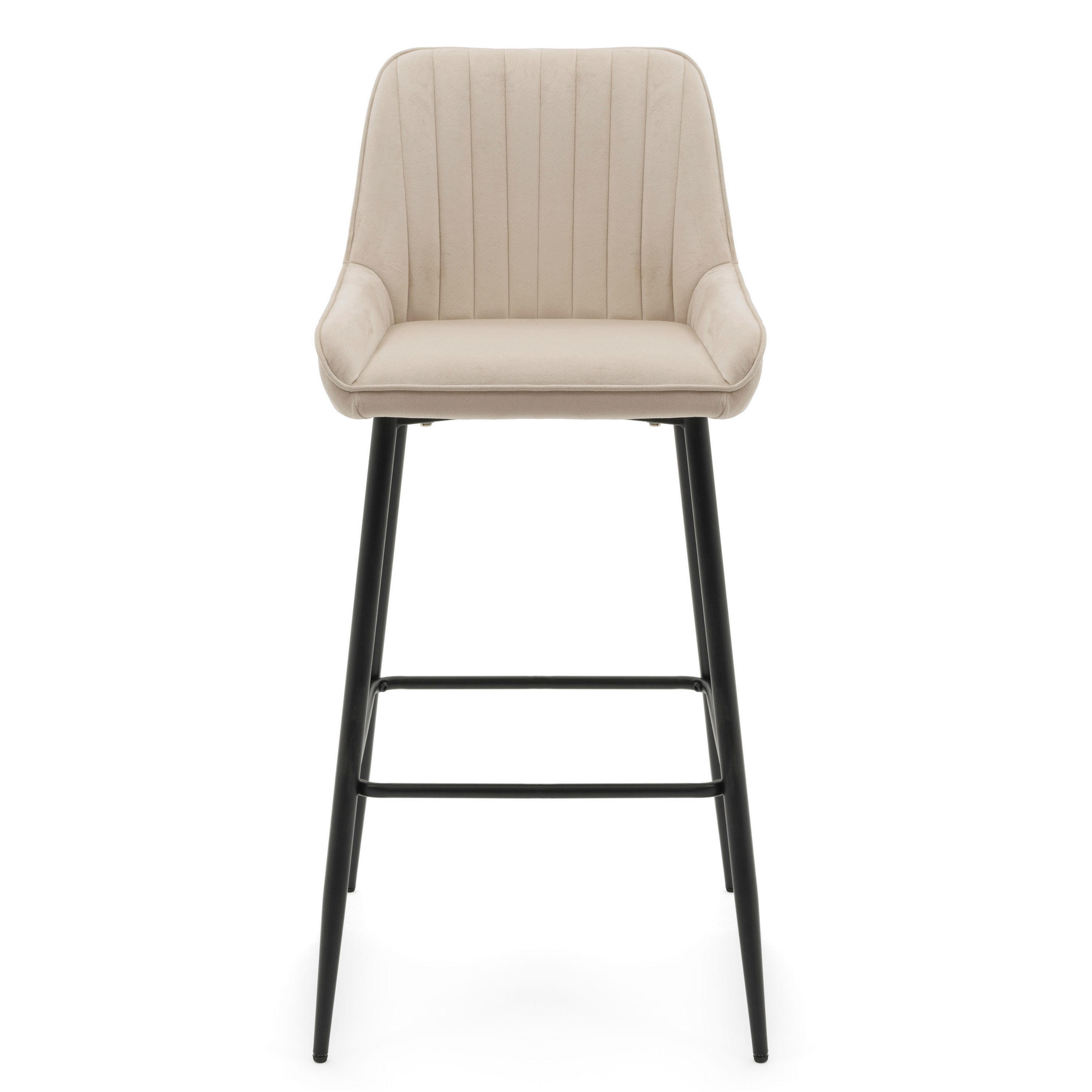 BARHOCKER PASSO gepolstert mit Steppung - beige - Samt Velours - Beige/Creme, Metall (50/95/55cm) - NEW HOME
