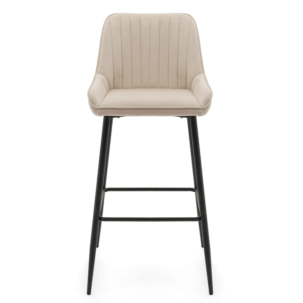 BARHOCKER PASSO gepolstert mit Steppung - beige - Samt Velours - Beige/Creme, Metall (50/95/55cm) - NEW HOME