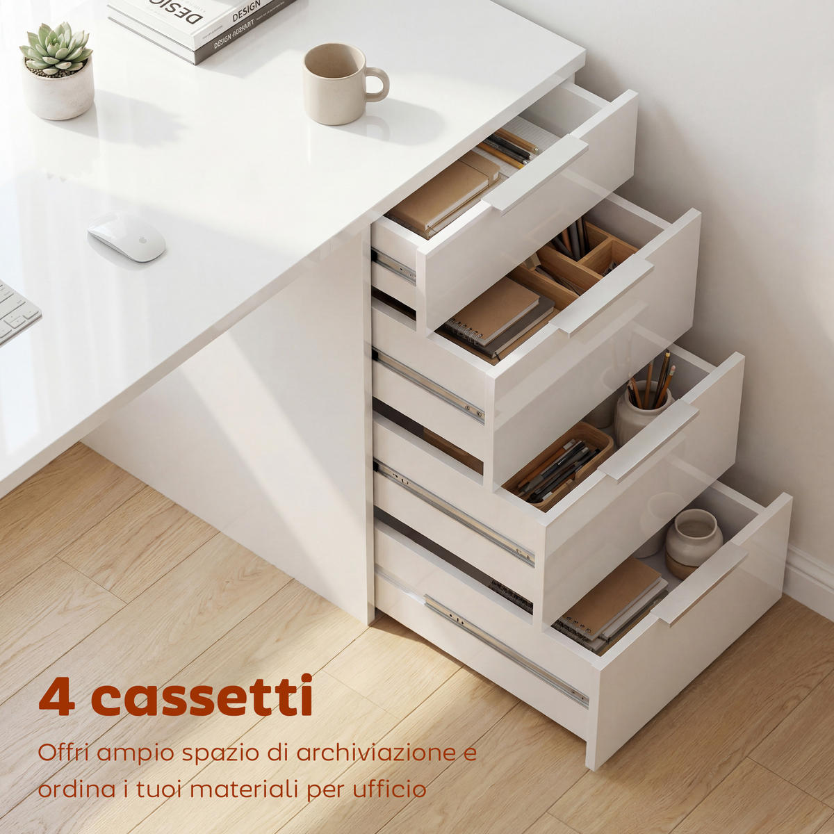 BÜROTISCH Glänzend Weiß 1 Stück - Weiß, Holzwerkstoff (61.5/110/75cm) - GiPP