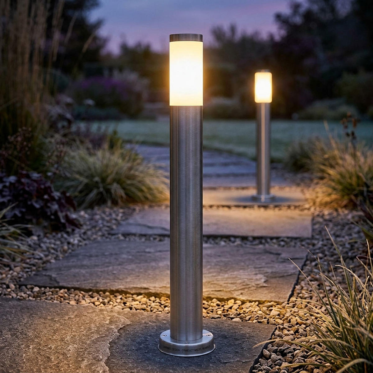 LED STEHLEUCHTE Edelstahl Silber 2er Set - Silberfarben, Metall (11/80/80cm) - Globo Lighting