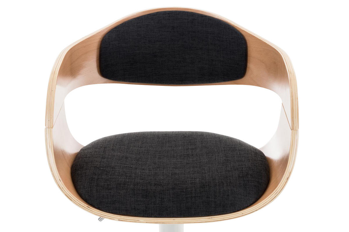 BARHOCKER Stoff natura/dunkelgrau - Eukalyptusholzfarben/Dunkelgrau, Textil/Metall (50/88/48cm) - CLP