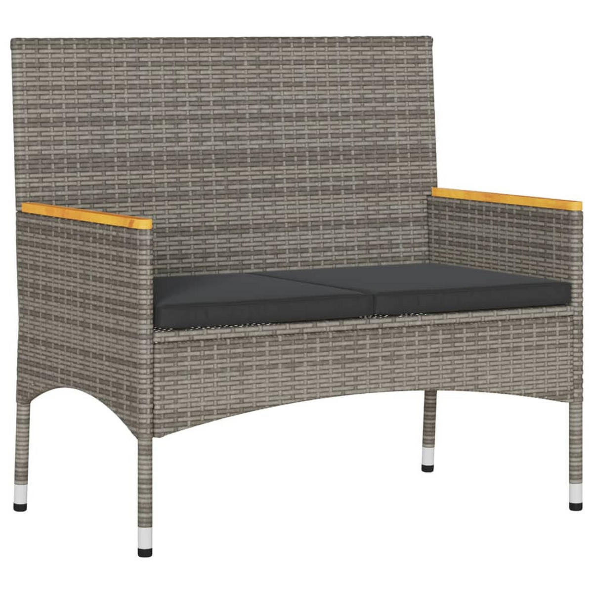 GARTENBANK 2-Sitzer mit Kissen und Tisch Grau Poly - Grau, Kunststoff (90/85/90cm)