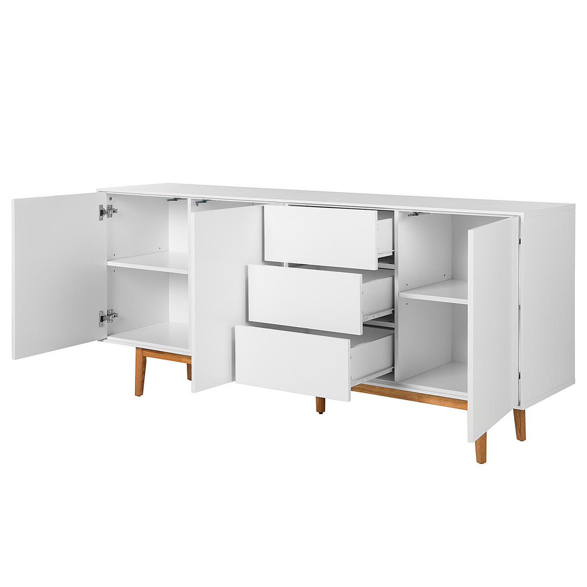 SIDEBOARD - Weiß - Eiche, 180/80/40 cm - Eichefarben/Weiß, Holzwerkstoff (180/80/40cm) - home24