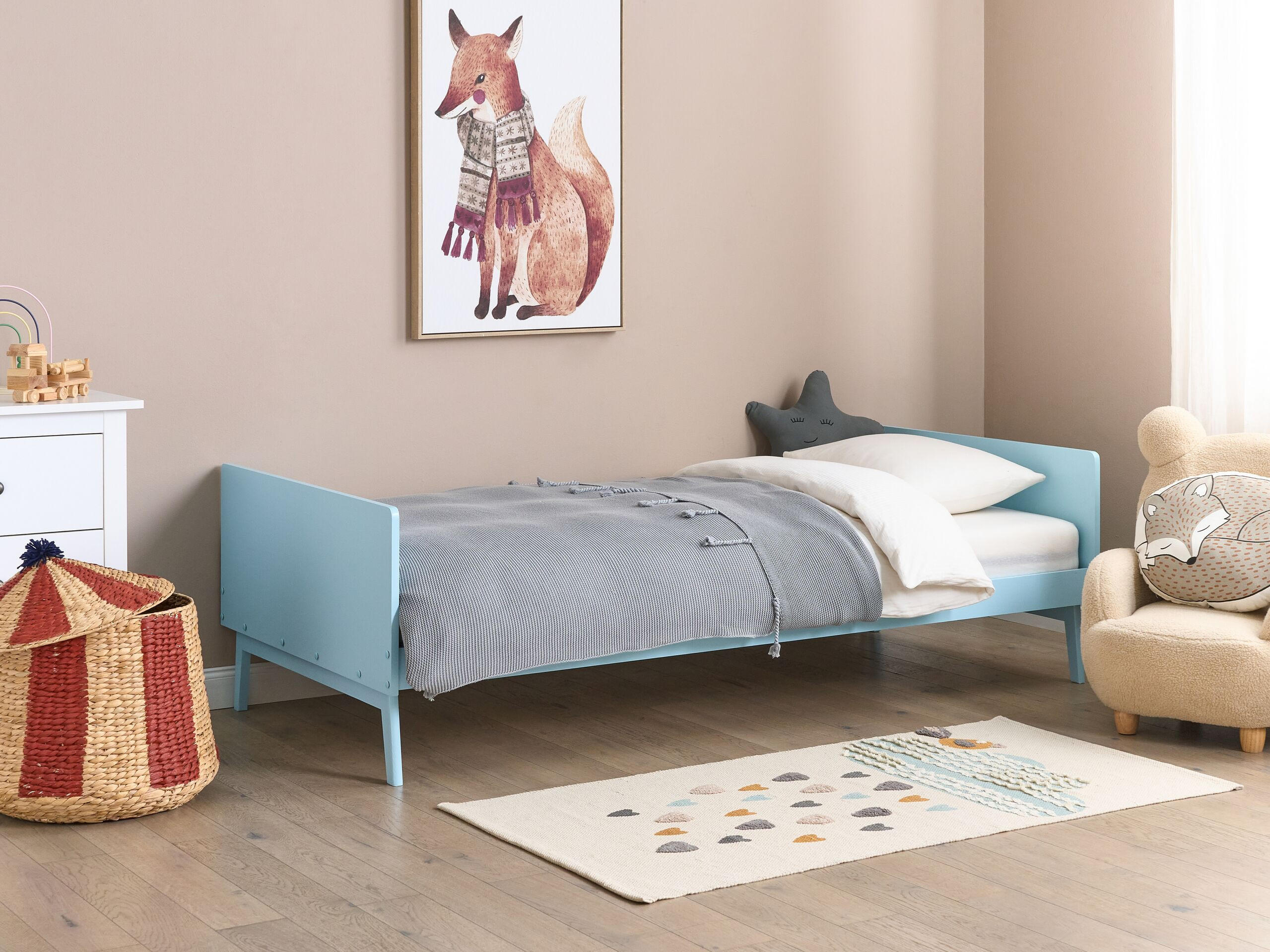 BETT mit Lattenrost 90x200 cm Blau Bonnac - Hellblau, Holz (90/200cm) - Beliani