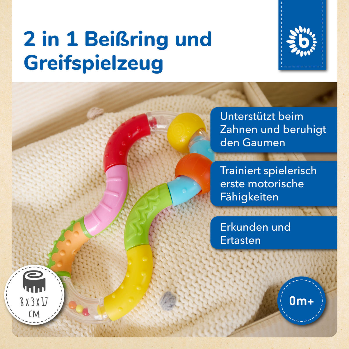 RASSEL Greifling - ab Geburt - Multicolor, Kunststoff (3/8cm) - Bieco Spielwaren
