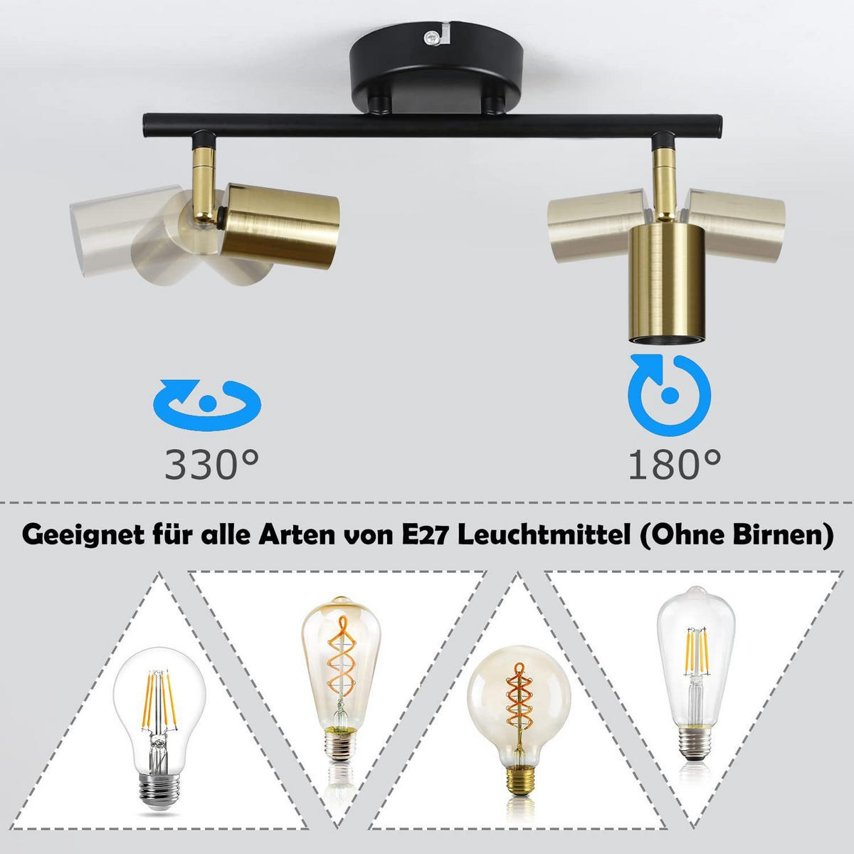 STRAHLER Nixie 2-flammig 30/4/12 cm - Goldfarben, Metall (30/4/12cm) - Nettlife