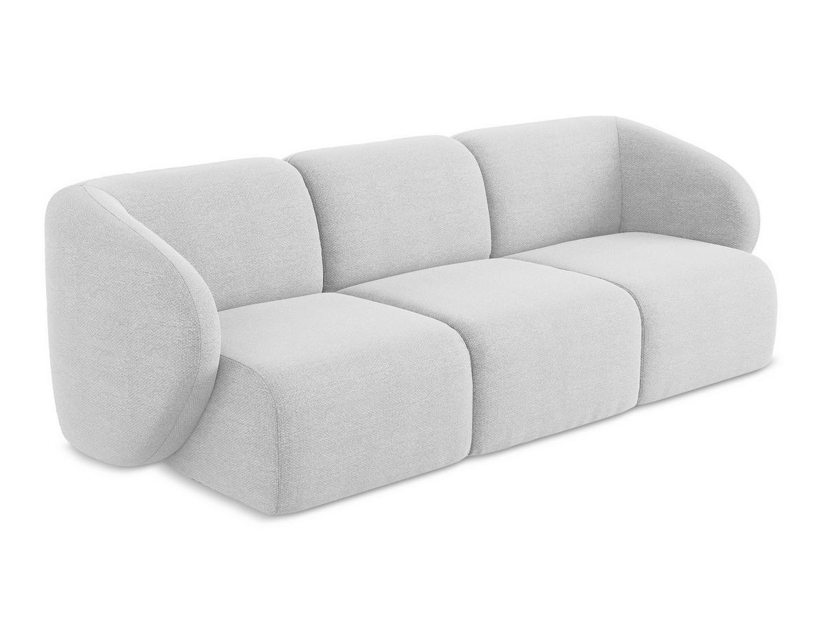 3-SITZER SOFA Bouclé Stoff Grau - Silberfarben/Schwarz, Holzwerkstoff/Kunststoff (244/75/94cm) - Makamii