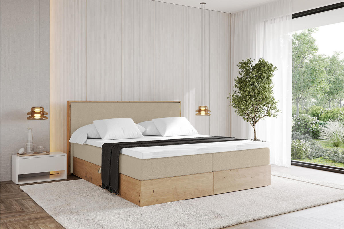 BOXBETT LOLLI9 - 120x200 - H3 Creme - Champagner, Holzwerkstoff (120/200cm) - ALTDECOR