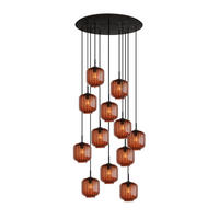 GALERIELEUCHTE Velo 12-flammig Braun Ø 20cm - Schwarz/Braun, Glas (20/20/20cm) - s.luce