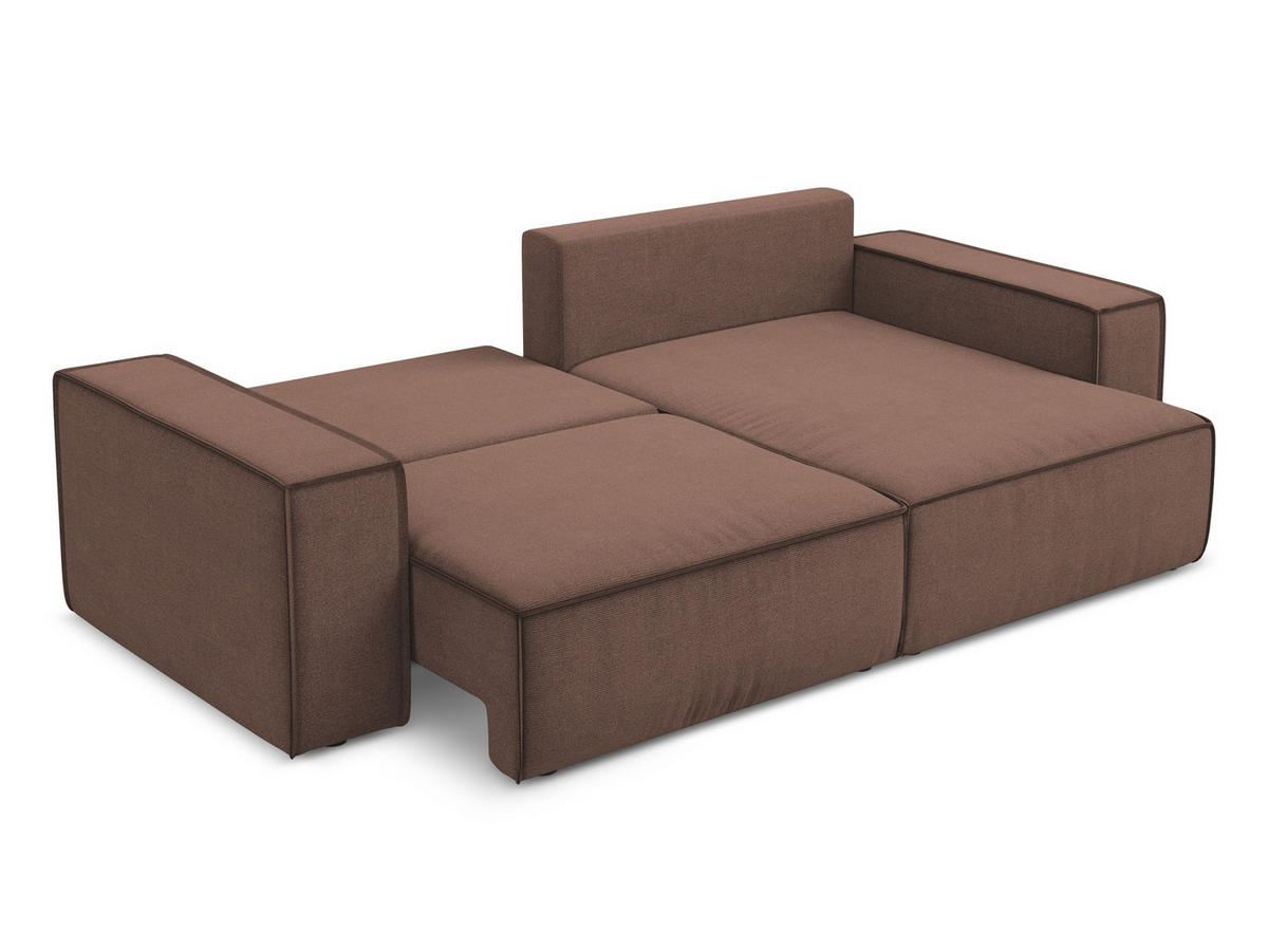 ECKSOFA mit Schlaffunktion Strukturstoff Stoff Pink - Pink/Hellrosa, Kunststoff/Textil (257/148cm) - Makamii