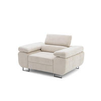 SESSEL WILD mit verstellbare Kopfstütze Chenille Beige - Chromfarben/Beige, Holz/Textil (130/100/101cm) - Muffo