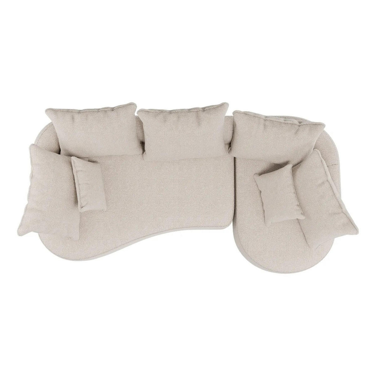 SOFA Tirano Bouclé Creme mit Ottomane rechts - Creme, Textil (300/102cm) - Juskys