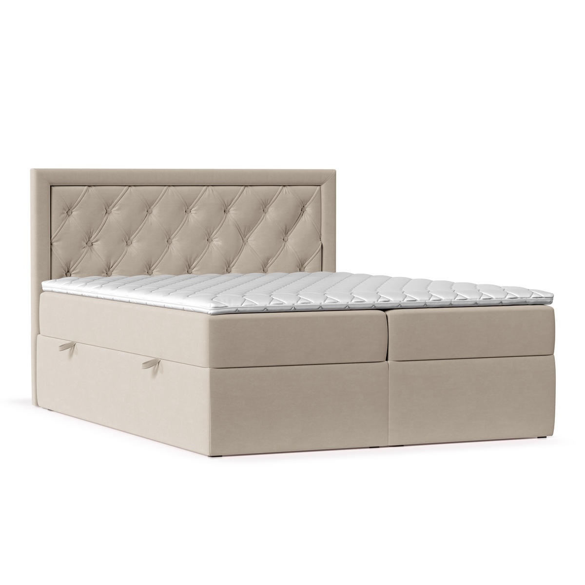BOXBETT Maestro Hellbraun 180/200 cm mit Bonellmatratze und Topper - Hellbraun/Schwarz, Holz/Holzwerkstoff (180/200cm) - Maison de Reve