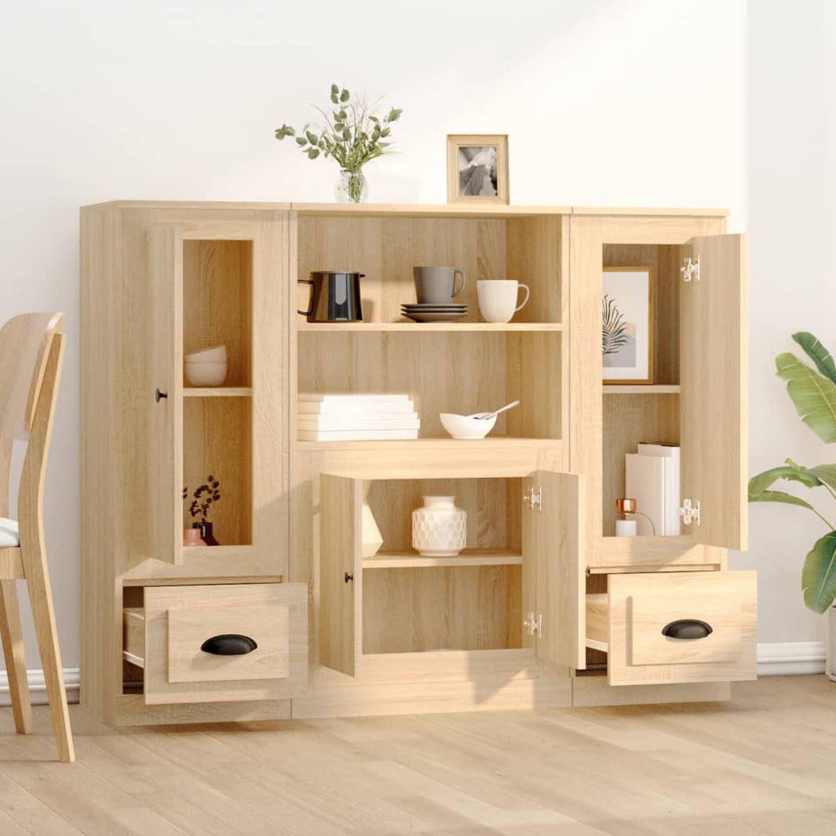 HIGHBOARDS 3 Stk. Sonoma-Eiche Holzwerkstoff - Braun, Holzwerkstoff (35.5/103.5/132cm) - vidaXL