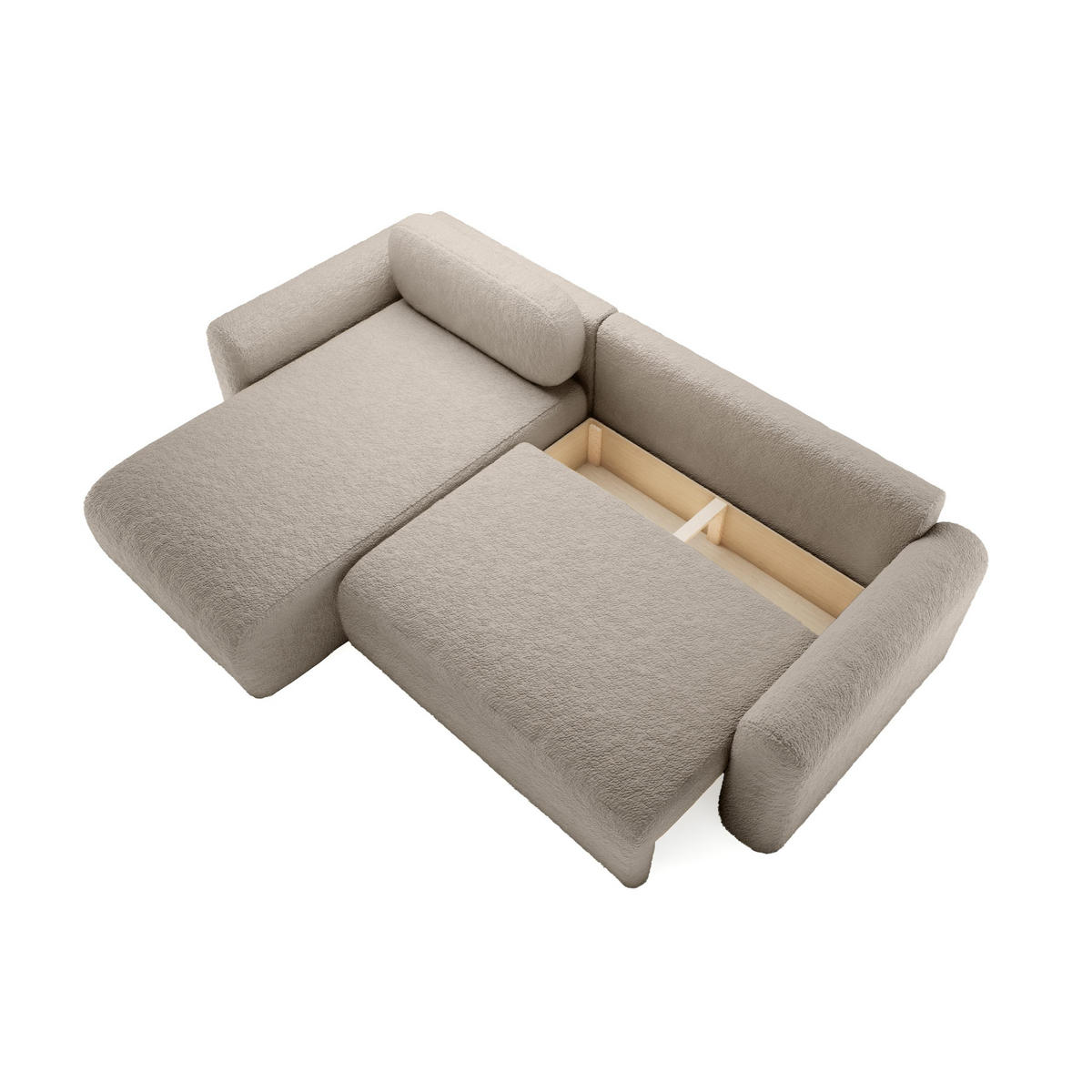 ECKSOFA mit Schlaffunktion Thekla, Beige - Beige, Textil (286/100cm) - Fedve