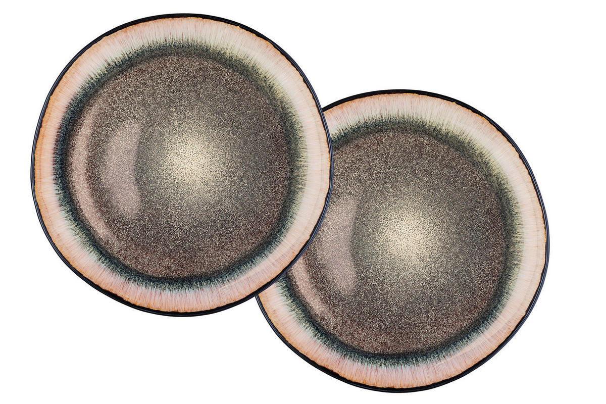 SERVIERPLATTEN Iris Ø32cm - 2er-Set - Wildbraun - Braun, Keramik (32/3.5/32cm) - Björn