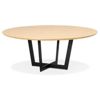 ESSTISCH Rund Holz Metallgestell Modern ZERANI, Beige 140x140x75 cm - Beige/Schwarz, Holz/Metall (140/140/75cm) - KADIMA DESIGN