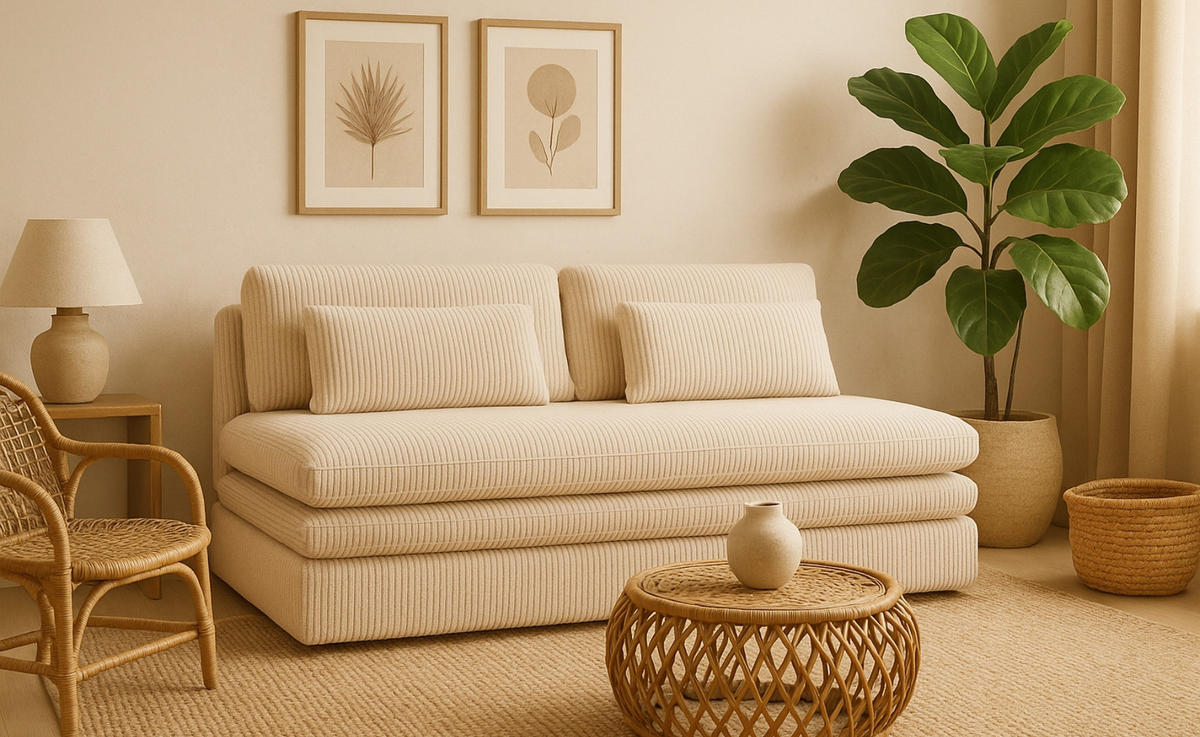 SCHLAFSOFA Mit Bettkasten OLIA, Stoff Poso, Beige - Beige, Holz (190/75/90cm) - Kaiser Möbel