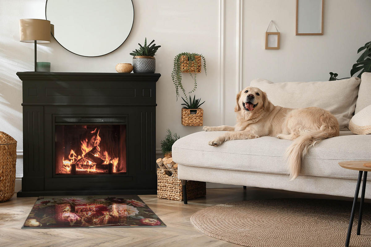 GLASPLATTE für Kamin 80x60 cm Bordeaux - Weinrot, Glas (80/60/0.4cm) - ArtPrintCave