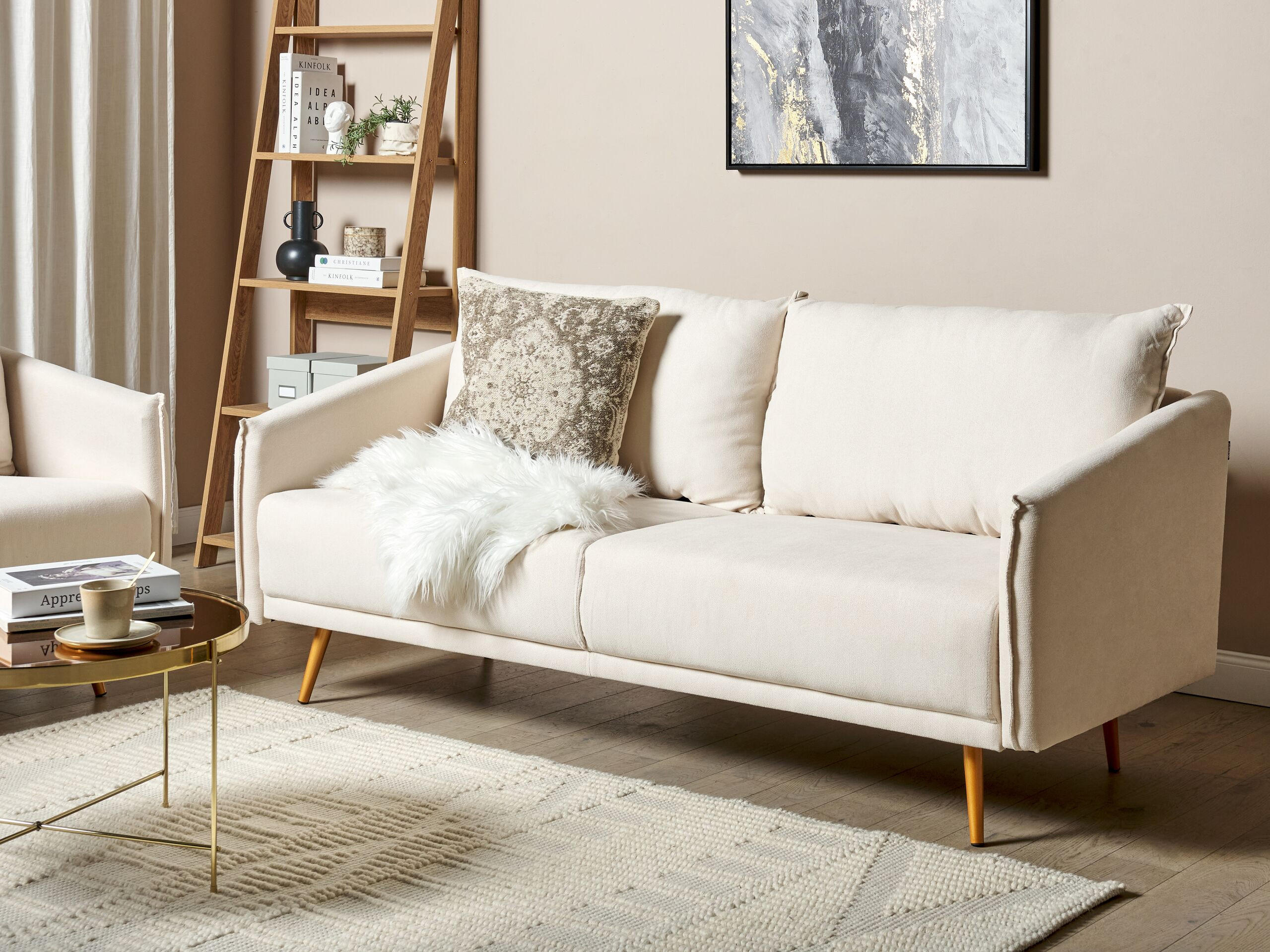 SOFA-SET 5-sitzer Polyester Beige Maura - Beige, Textil (78/83/185cm) - Beliani