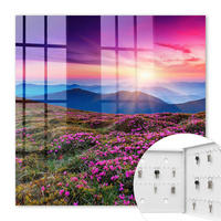 SCHLÜSSELBOX Weiß 30x30 cm – Türöffnung nach rechts - Morgen in den Bergen - Pink, Metall (30/30/5cm) - TULUP