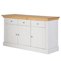 MASSIVES SIDEBOARD - Kiefer Weiß / Kiefer - Silberfarben/Weiß, Holz/Metall (145/78/47cm) - home24