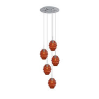 GALERIELEUCHTE Echos 5-flammig Braun Ø 18cm - Braun/Weiß, Glas (18/18/20cm) - s.luce