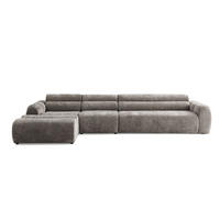 5-SITZER modulares Ecksofa VEER SET 2 Links, 379 x 175 cm, Chenille Webstoff Braun - Schwarz/Braun, Holz/Kunststoff (379/175cm) - Muffo
