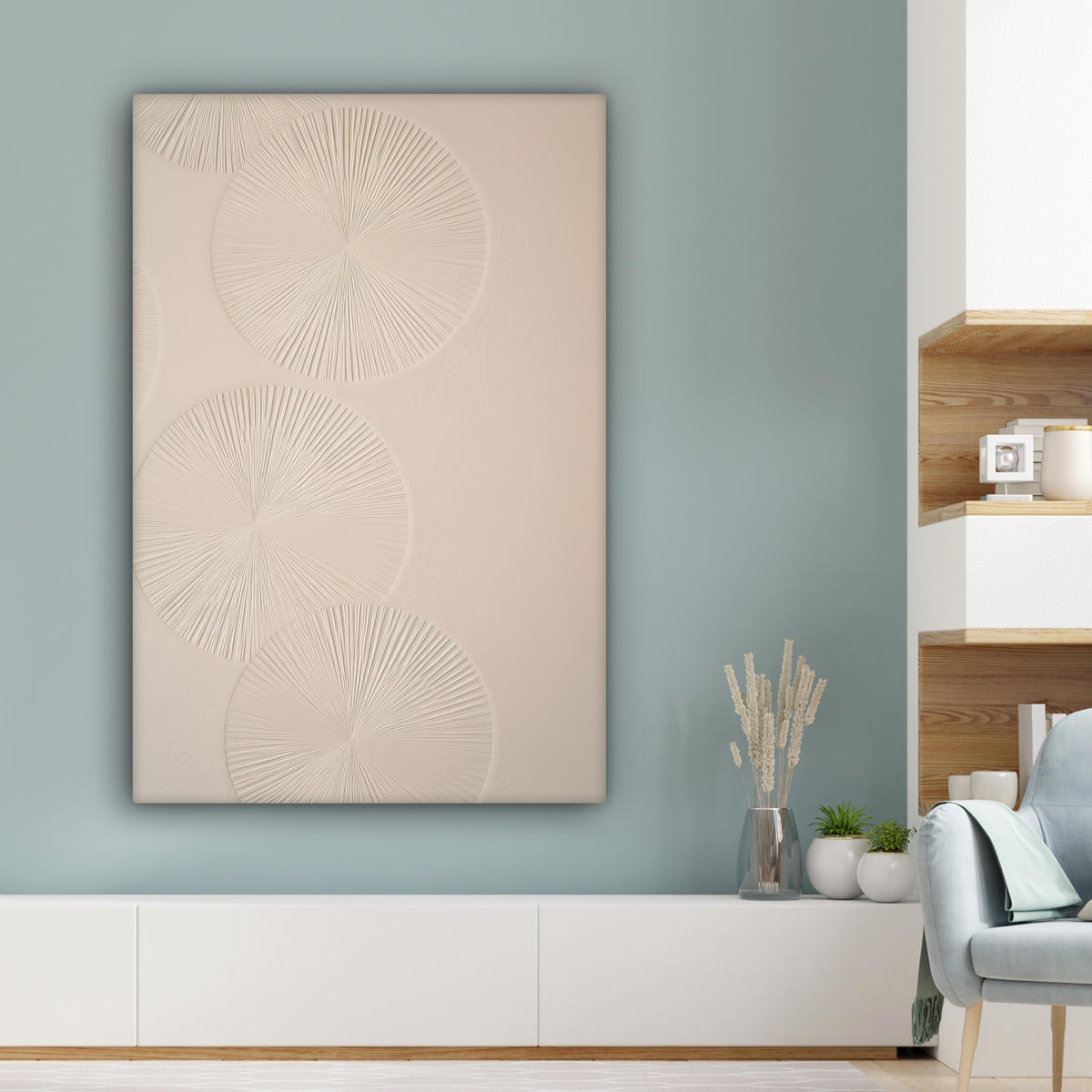 LEINWANDBILD Japandi - Beige - Modern Deko Groß 90x140 cm - Ecru, Textil (90/140cm) - MuchoWow