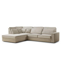 ECKSOFA Kirou Beige Chenille-Stoff - Links Seite - Beige/Schwarz, Holz/Holzwerkstoff (225/311cm) - Maison de Reve