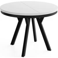 ESSTISCH Vero Neo rund ausziehbar verlängerbar, Weiss 80-130/80/77 cm - Schwarz/Weiß, Holz/Holzwerkstoff (80/130/77cm) - WFL GROUP