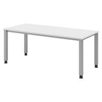SCHREIBTISCH Serie-Q Gestell: Silber 80/180/74 cm in Weiß - Weiß, Holzwerkstoff (80/180/74cm) - bümö
