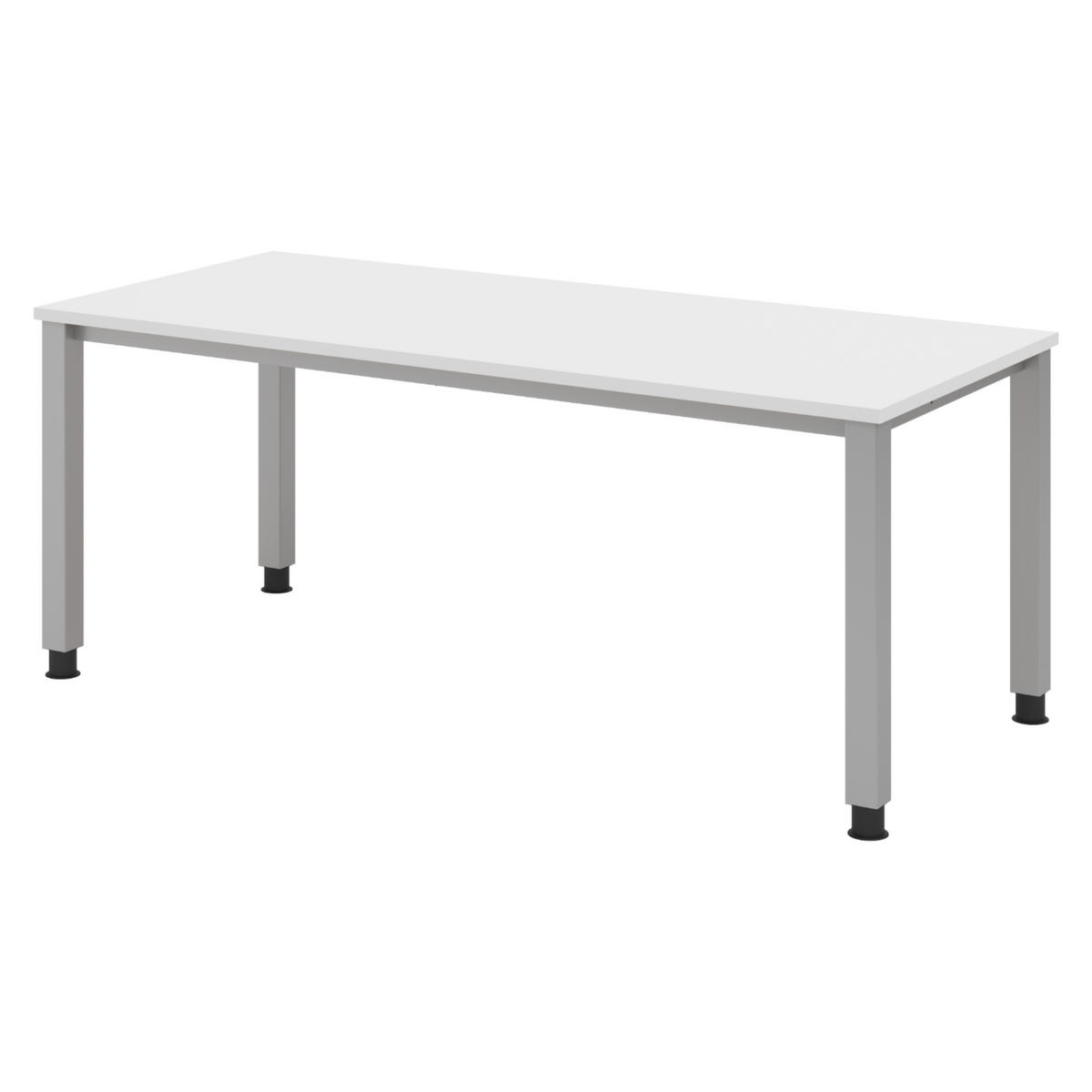 SCHREIBTISCH Serie-Q Gestell: Silber 80/180/74 cm in Weiß - Weiß, Holzwerkstoff (80/180/74cm) - bümö