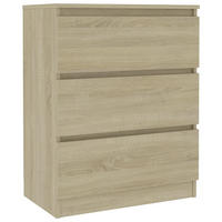 SIDEBOARD mit 3 Schubladen 60/35/76 cm aus Holzwerkstoff Sonoma-Eiche Dekor - Sonoma Eiche, Holz (60/76/35cm) - vidaXL