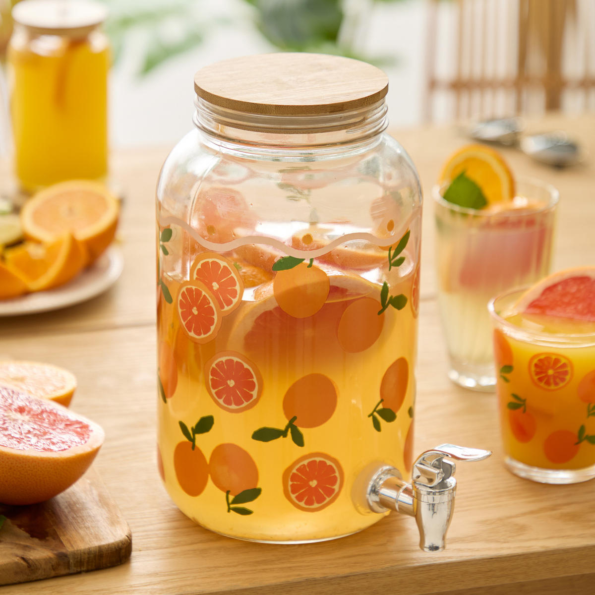 GETRÄNKESPENDER Fruity Orangen 4 l 15/15/25,6 cm - Transparent, Glas (15/15cm) - Secret de Gourmet