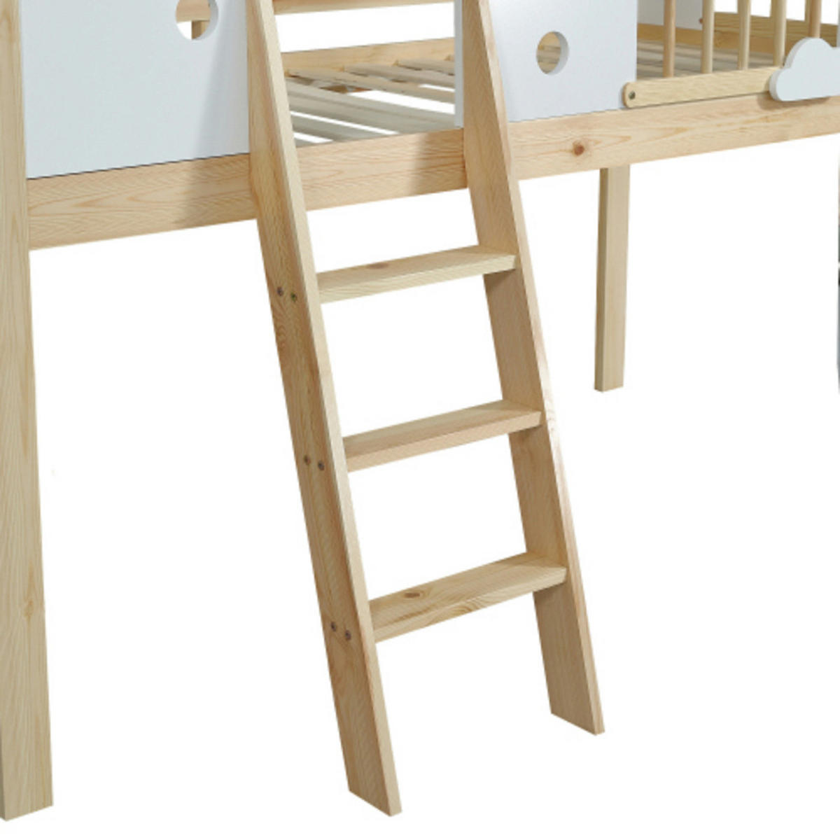 HOCHBETT 90x200 cm mit Dach und Schutzgitter, Kiefer-Massivholz & MDF, weiß-natur - Weiß, Holzwerkstoff (90/200cm) - Luhomfu
