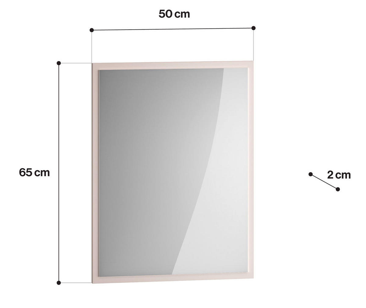 WANDSPIEGEL Voco Cashmere 49 / 2 / 65cm - Beige, Holzwerkstoff (49/82/2cm) - Feldmann-Wohnen