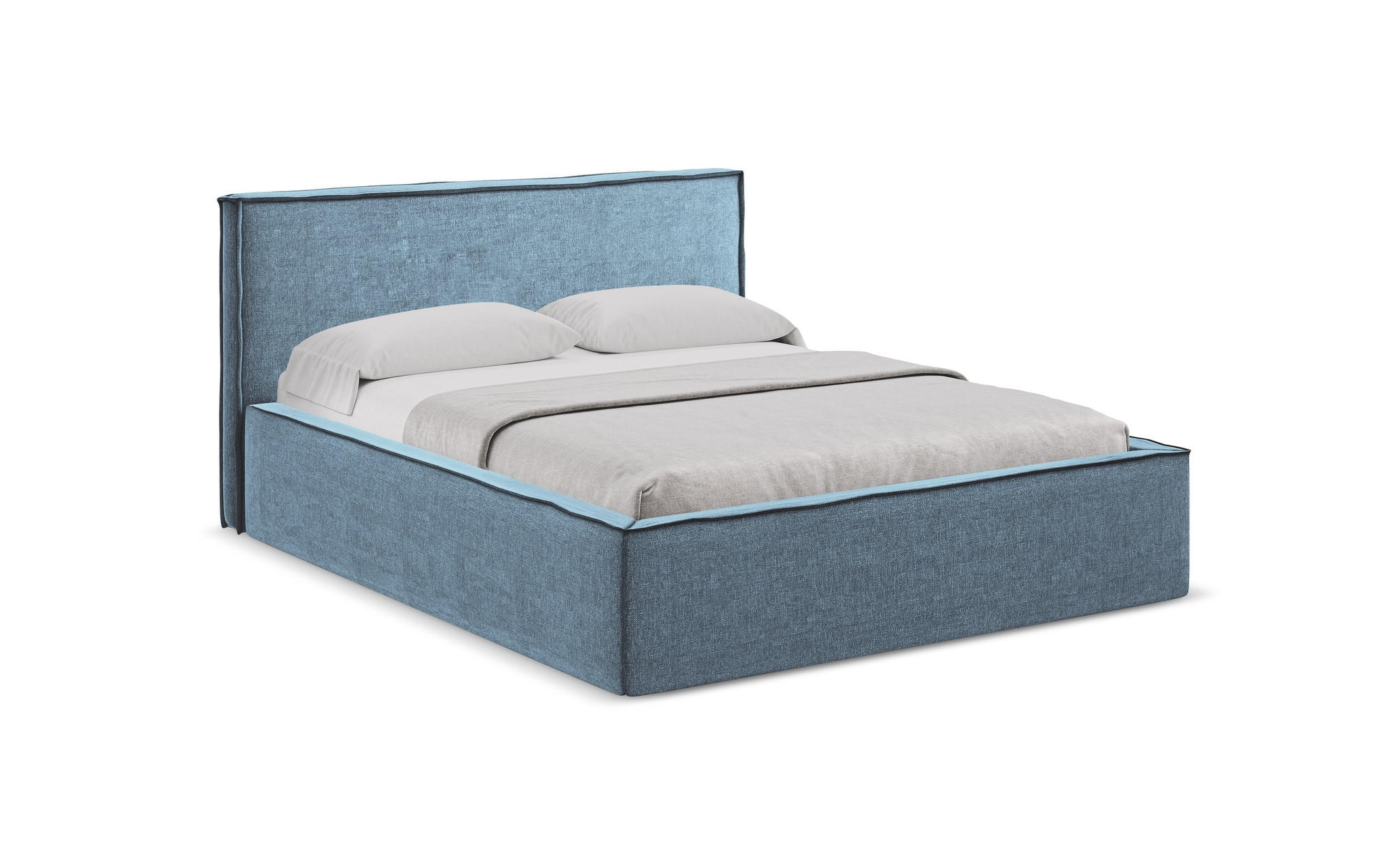 POLSTERBETT mit Bettkasten und Lattenrost 180x228 Blau - Blau/Blaugrau, Kunststoff/Textil (160/200cm) - Makamii