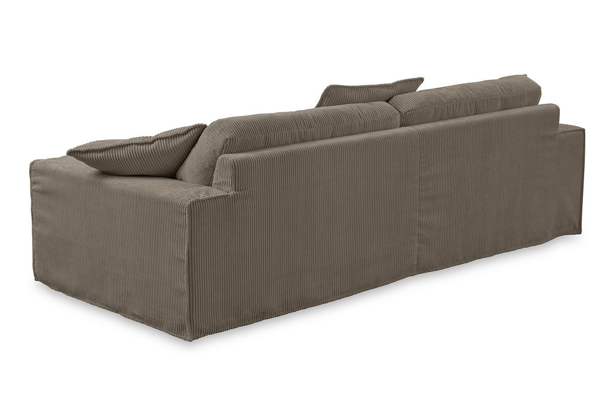 SOFA XL NETTA Braun Cord - Dunkelbraun/Braun, Birkenholz/Textil (258/90/116cm) - KAWOLA