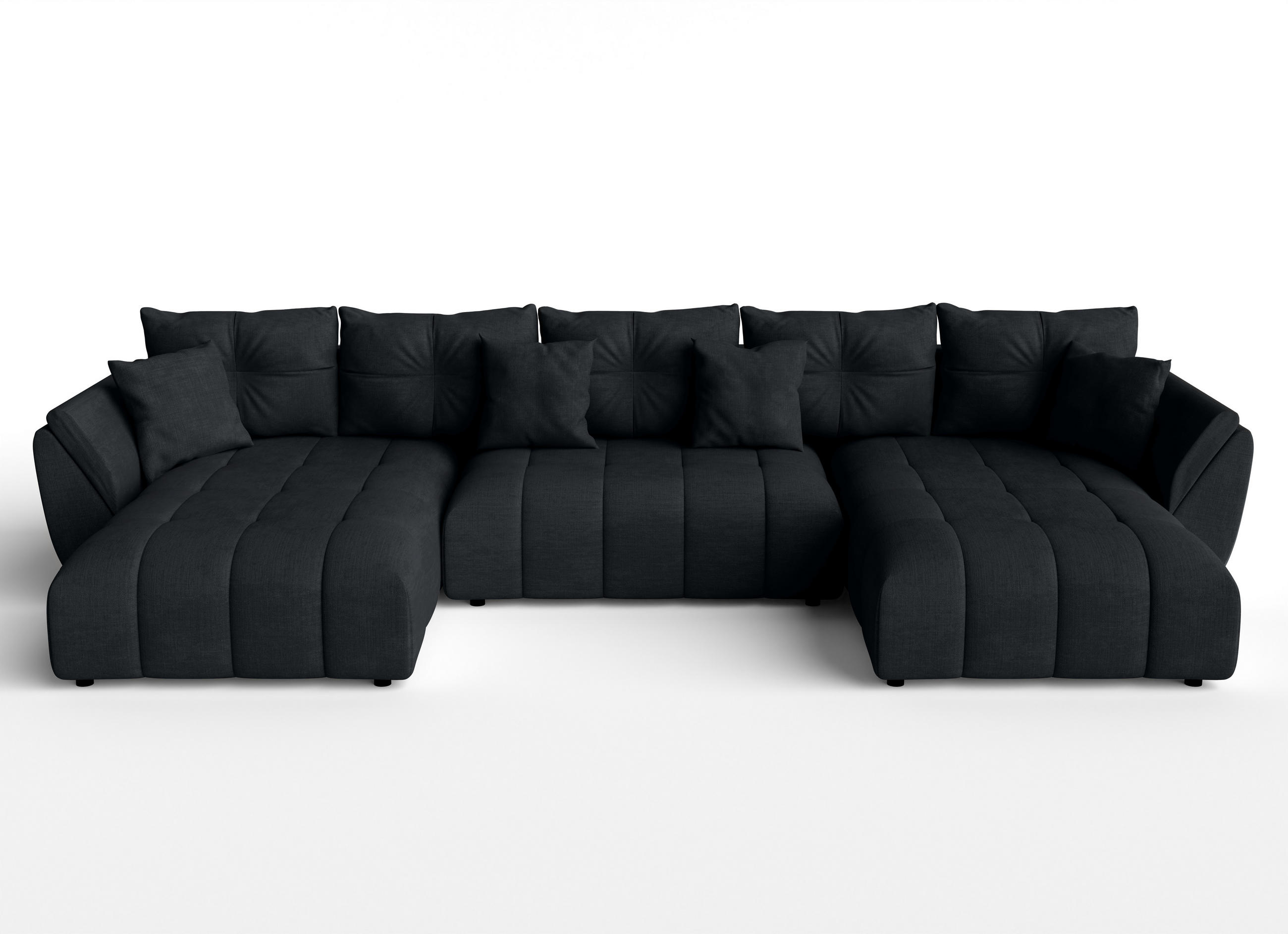 WOHNLANDSCHAFT Antalya Schwarz 382/190/91 cm – Sofa mit Bettfunktion - Schwarz, Kunststoff/Textil (382/91/190cm) - AX Living