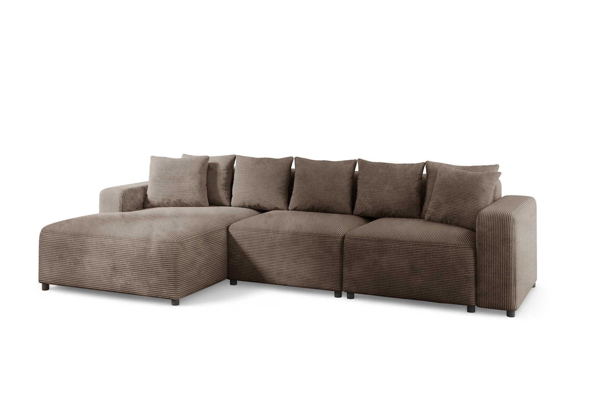 ECKSOFA Megan In Poso - Mokka, Holzwerkstoff/Textil (331/165cm) - Fun Möbel