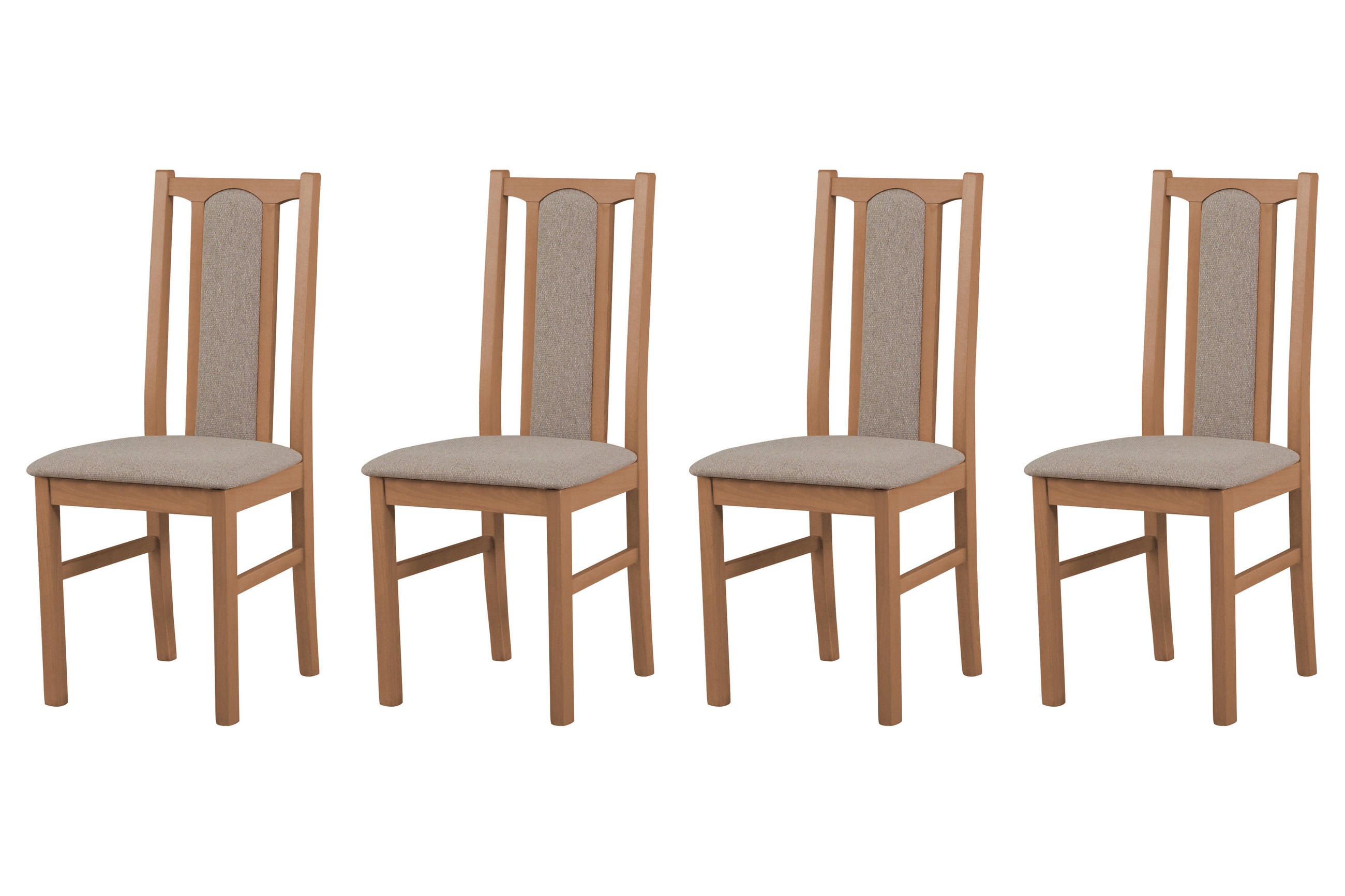 STUHL KOLGA (4er Set) - Hellbraun/Graubraun, Holz (43/94/40cm) - Leaf Design