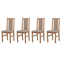 STUHL KOLGA (4er Set) - Hellbraun/Graubraun, Holz (43/94/40cm) - Leaf Design