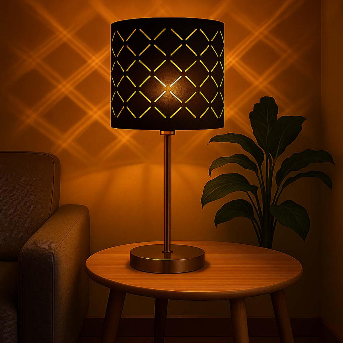 LED TISCHLEUCHTE Clarke Textil Schwarz - Schwarz, Textil (15/15/35cm) - Globo Lighting