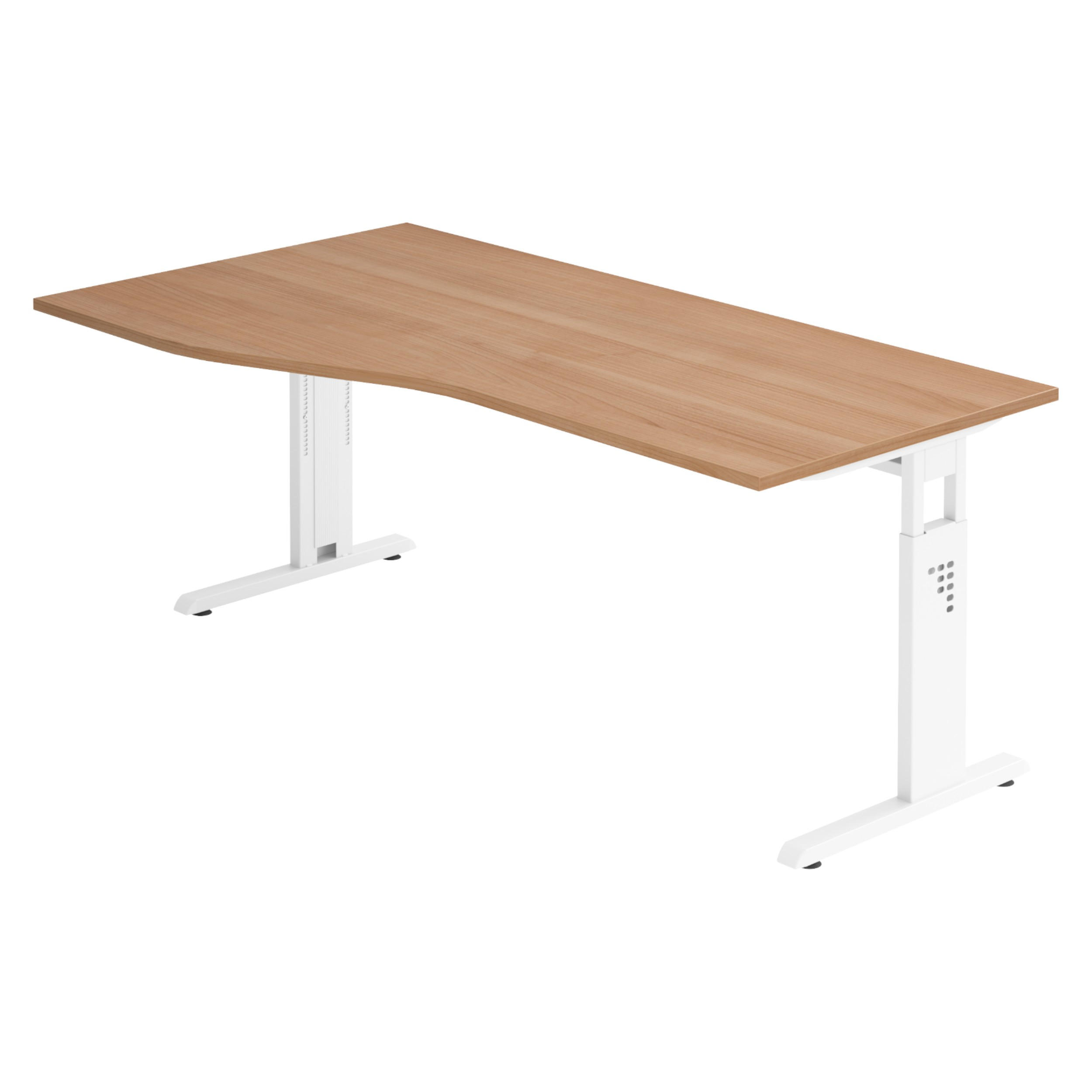 SCHREIBTISCH Serie-O 100/180/74 cm in Nussbaumfarben/Weiß - Nussbaumfarben/Weiß, Holzwerkstoff (100/180/74cm) - bümö