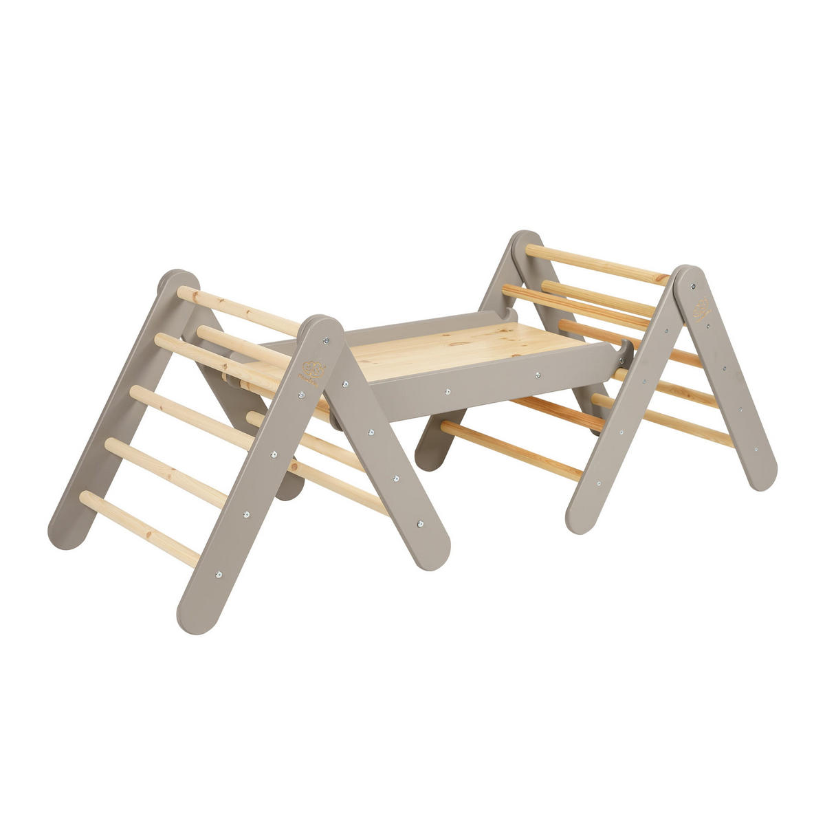 KLETTERDREIECK für Kinder mit Rutsche und Kletterwand - Set, Montessori, Grau - Grau, Holz (140/59/60cm) - MeowBaby