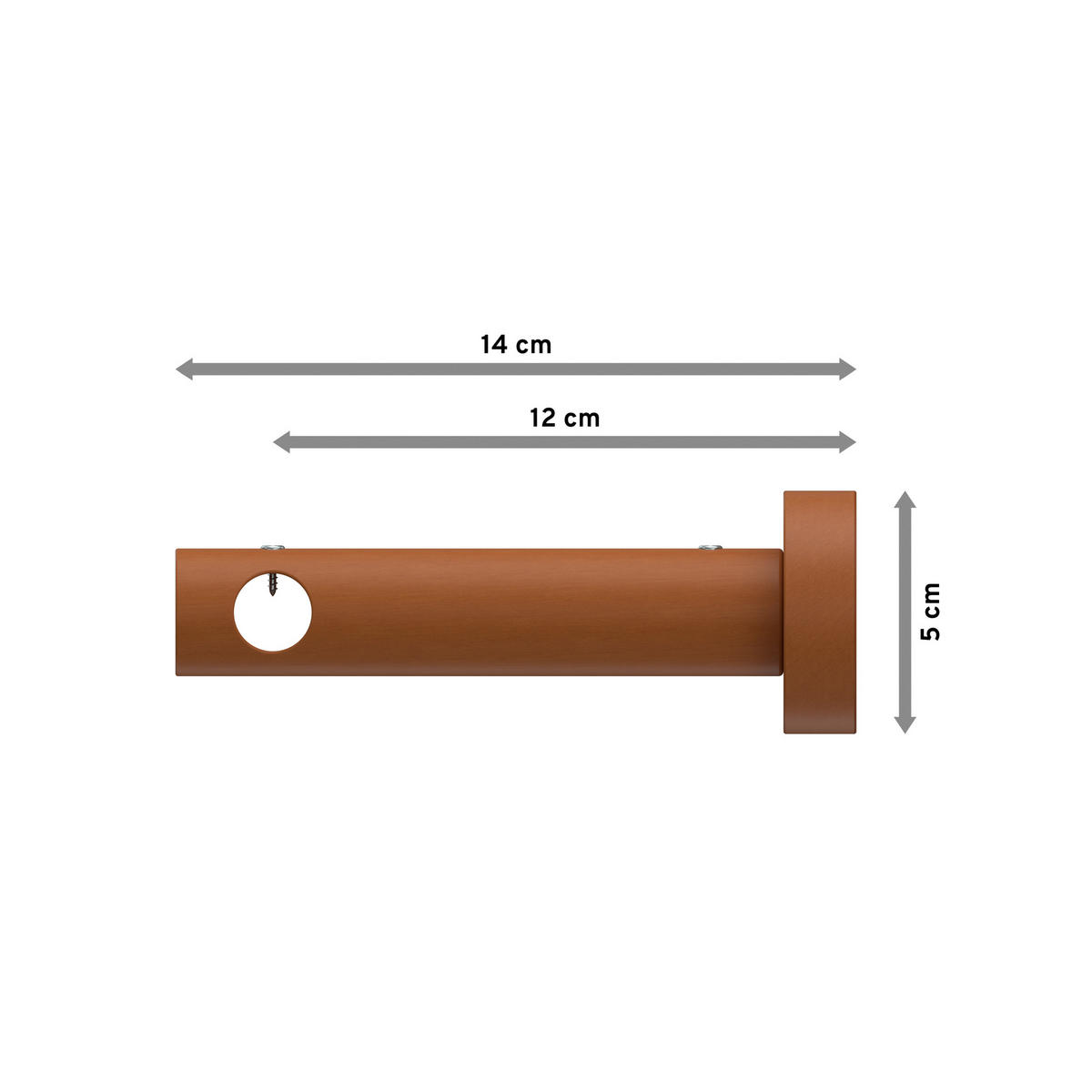 TRÄGER FÜR GARDINENSTANGEN 16 mm Ø, Adrian 1-läufig, Kirschbaum - Kirschbaumfarben, Holz (14.1/5.3/5.3cm) - INTERDECO