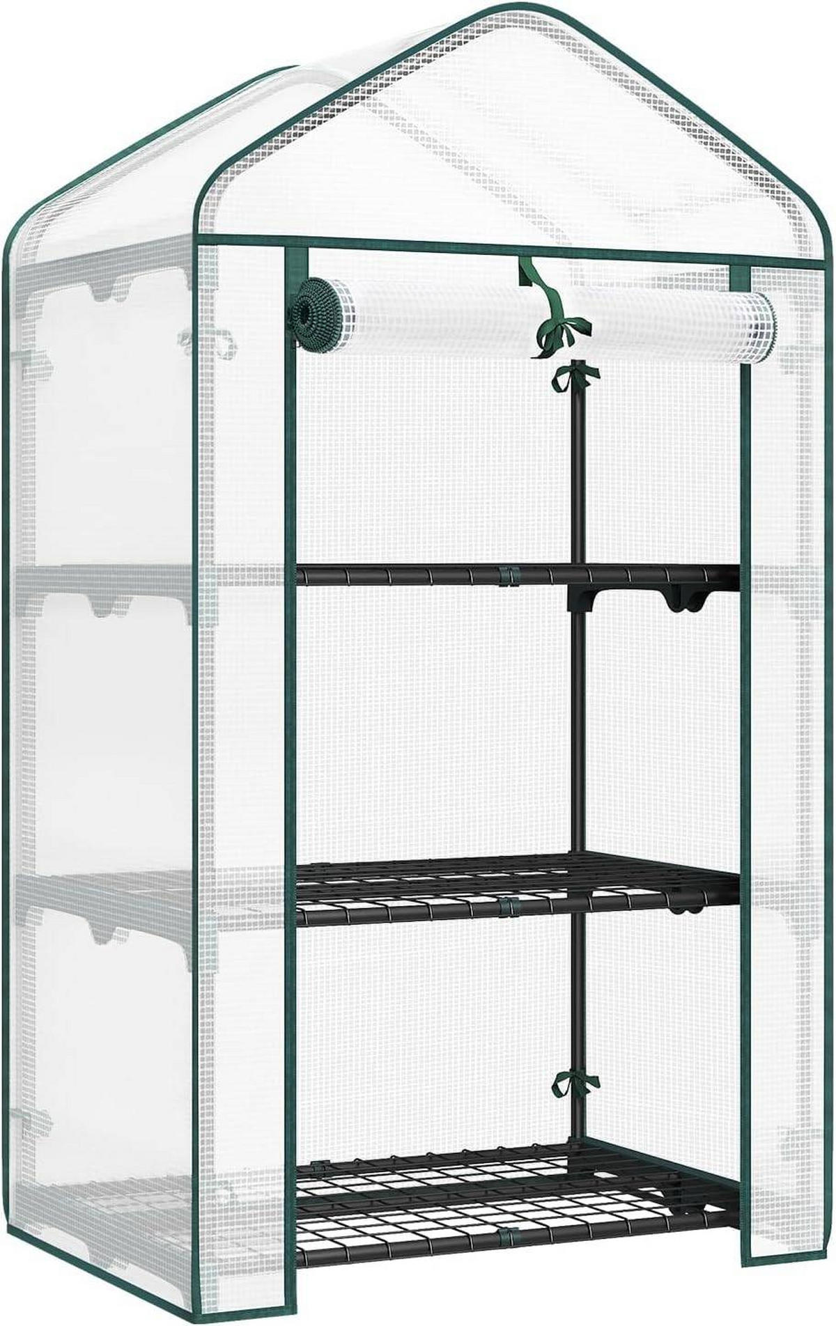 GEWÄCHSHAUS, Winterfest stabil platzsparend, 69 x 158 x 49 cm - Weiß, Textil/Metall (69/125/49cm) - Woltu